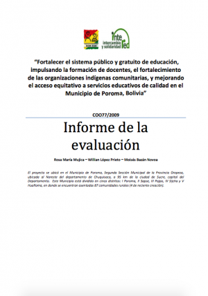 Evaluación final externa. Proyecto en el Municipio de Poroma, Bolivia
